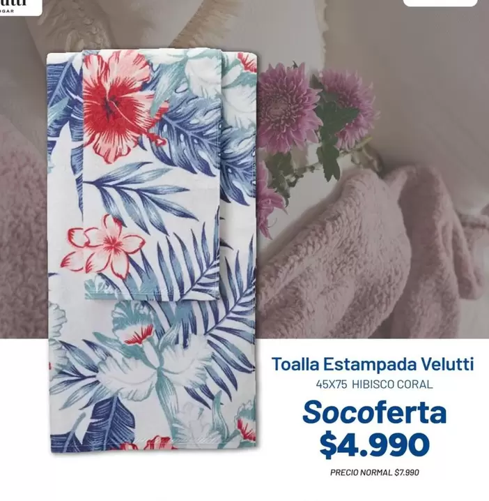 Coral - Toalla Estampada Velutti