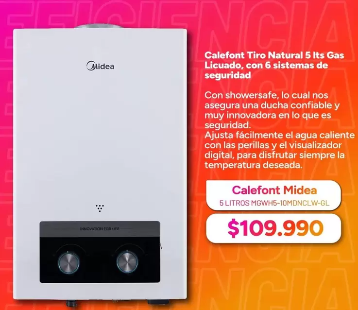 Midea - Calefont Tiro Natural 5 Its Gas