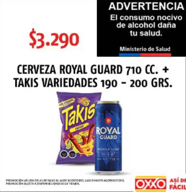 Royal - Cerveza Guard 710 Cc. + Takis Variedades