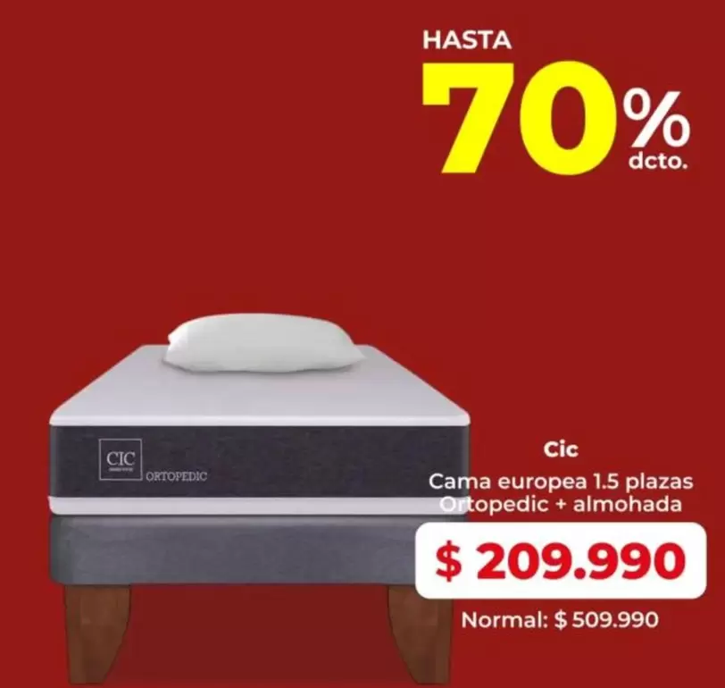 Cic - Cama Europea 15 Plazas Motopedic + Almohada