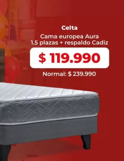 Celta - Cama europea aura 1,5 plazas + respaldo Cadiz