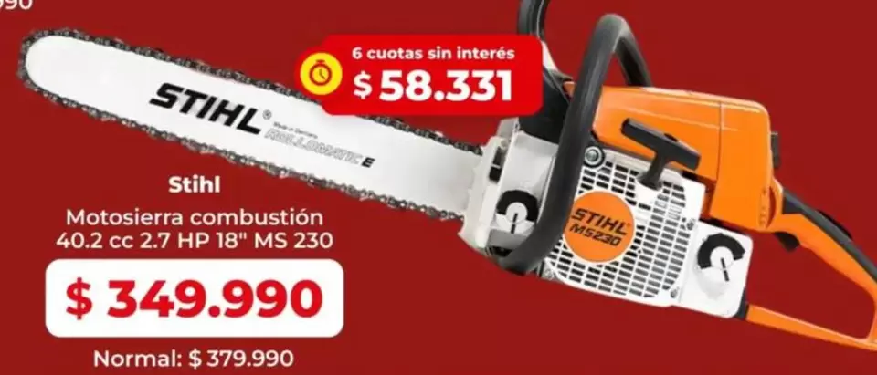 Stihl - Motosierra Combustion 40.2 Cc 2.7 Hp 18" Ms 230