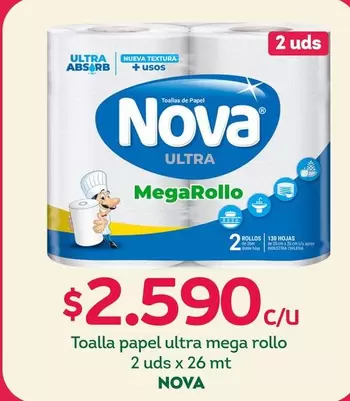 Nova - Toalla Papel Ultra Mega Rollo 2 Uds X 26 Mt