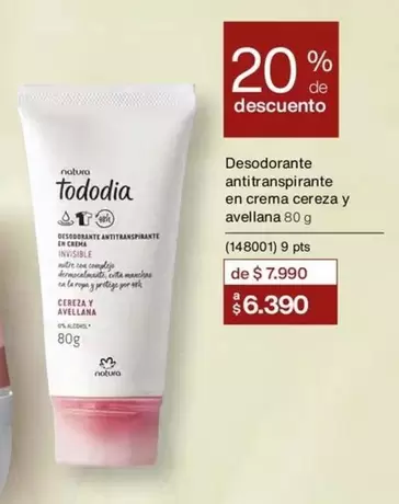 Natura - Desodorante Antitranspirante En Crema Cereza Y Avellana