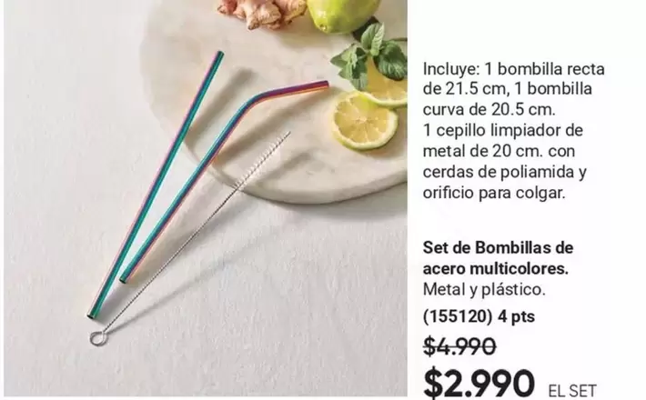 Metal - Set De Bombillas De Acero Multicolores