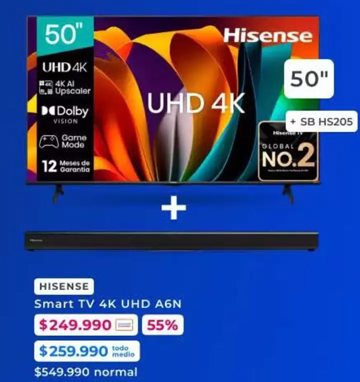 Hisense - Smart Tv 4k Uhd A6n