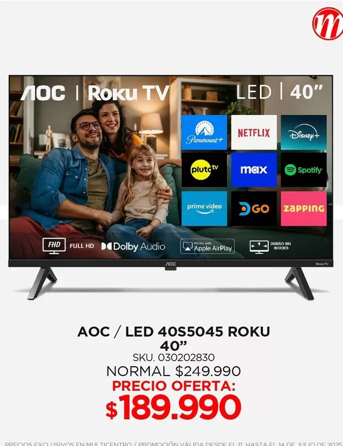 Roku - AOC / LED 40S5045 40"