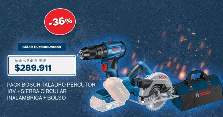 Bosch - Pack BOSCH TALADRO PERCUTOR 18V + Sierra Circular Inalambrica + Bolso
