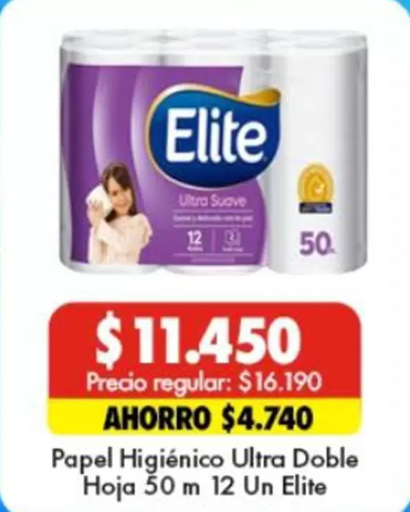 Elite - Papel Higiénico Ultra Doble Hoja 50 M 12 Un