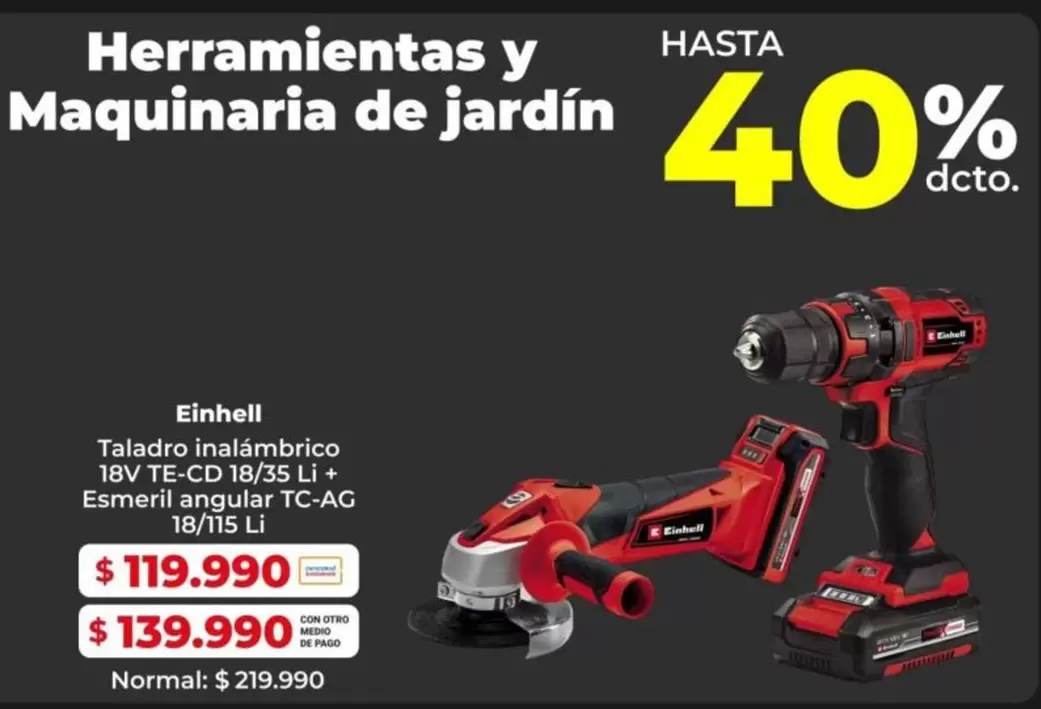 Einhell - Taladro Inalámbrico 18v Te-c Cd 1875.5 L + Esmeril Angular TC+AC