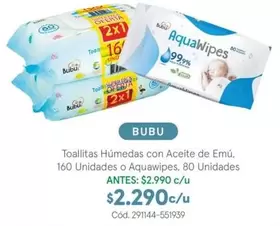 Bubu - Toallitas Humedas Con Aceite De Emú