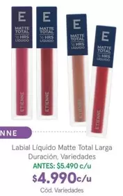Etienne - Labial Liquido Matte Total Larga Duracion
