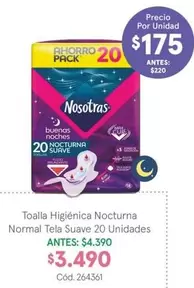 Nosotras - Toalla Higiénica Normal Tela Suave 20 Unidades