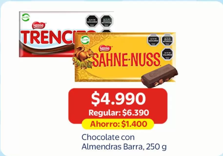 Sahne Nuss - Chocolate Con Almendras Barra