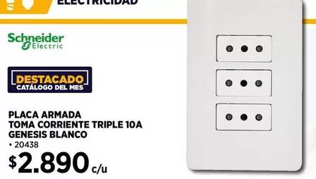 Schneider - Placa Armada Toma Corriente Triple 10a Genesis Blanco