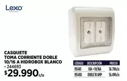 Casquete Toma Corriente Doble 10/16 A Hidrobox Blanco