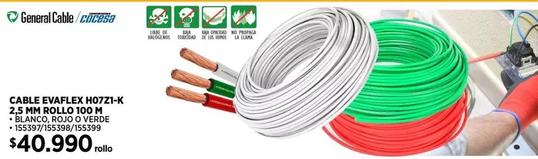 Cable Evaflex H0751k 2-me Roll 100 M