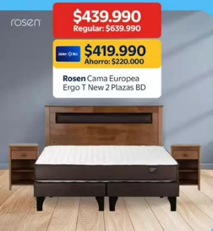 Rosen - Cama Europea Ergo T New 2 Plazas Bd