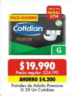 Cotidian - Pañales De Adulto Premium G 28 Un Cotdian