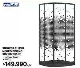 Shower Curvo Negro Diseno 90x90x192 Cm