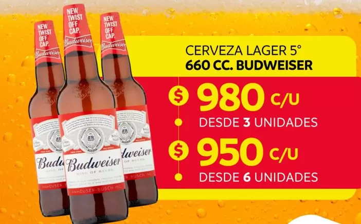 Budweiser - Cerveza Lager 5° 660 Cc.