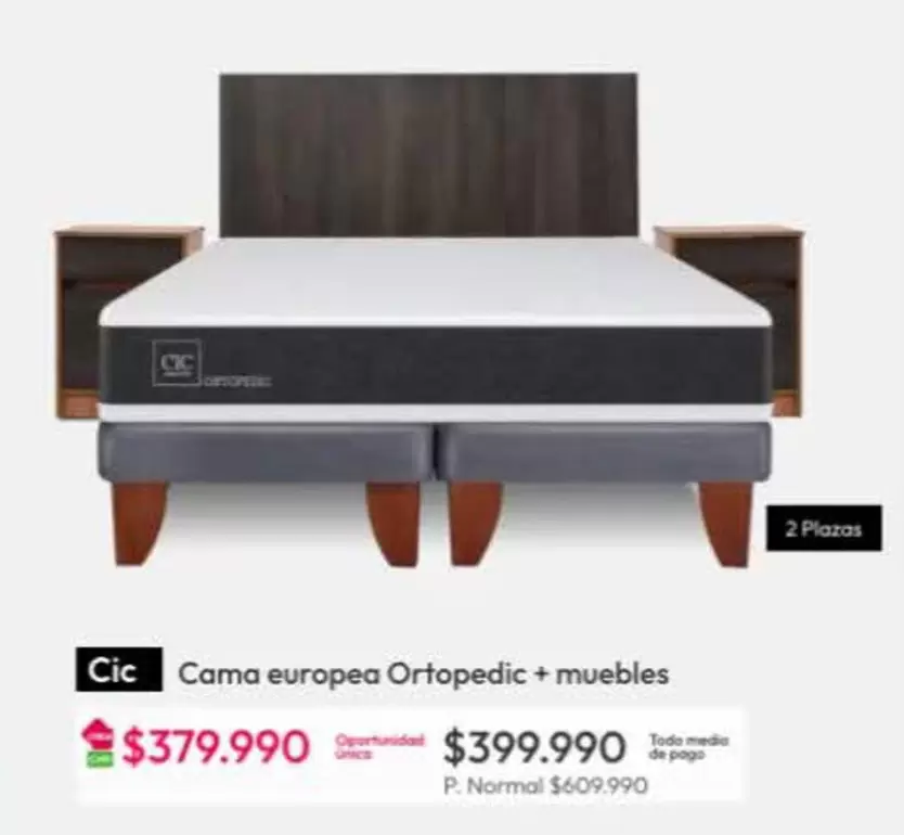 Cic - Cama Europea Ortopedic + Muebles