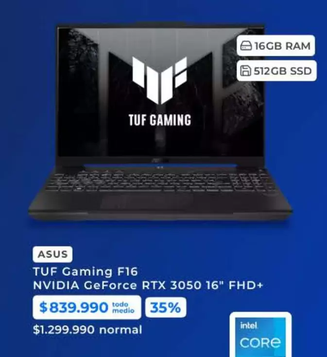 Asus - Tuf Gaming F16 Nvidia Geforce RTX 3050 16" FHD+