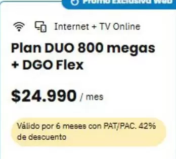 Duo - Plan  800 Megas + Dgo Flex