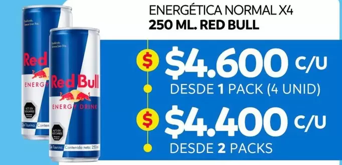 Energy - Energética Normal X4 250 Ml. Red Bull