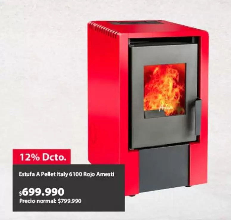 Amesti - Estufa A Pellet Italy 6100 Rojo Amest