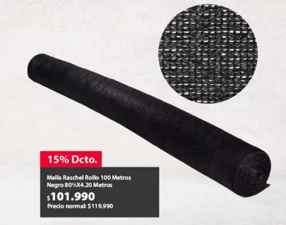 Malla Raschel Rollo, 100 Metros Negro 50x220 Metros