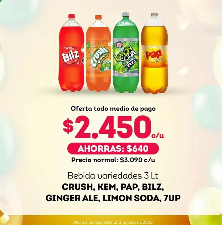 Crush - Bebida Variedades,Kem,Pap,Bliz,Ginger Ale,Limon Soda,7UP