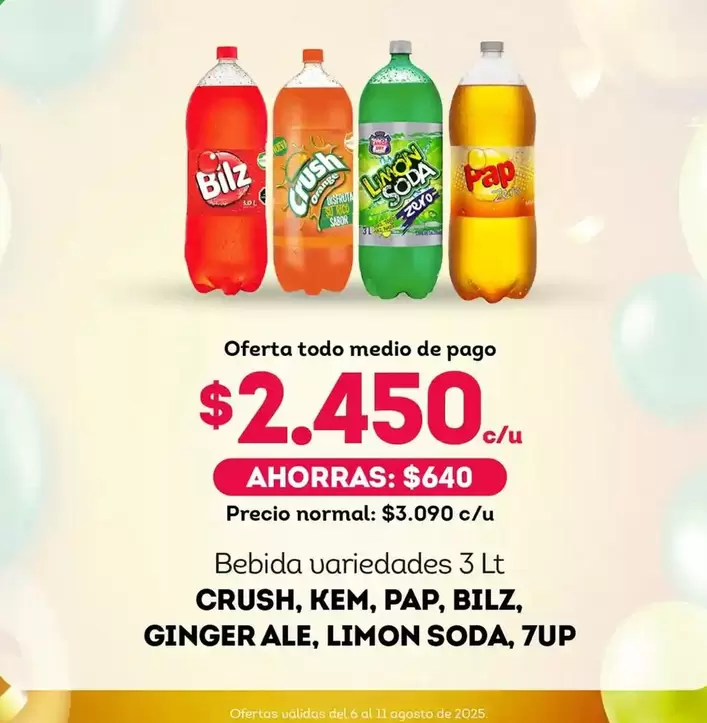 Crush - Bebida Variedades,Kem,Pap,Bliz,Ginger Ale,Limon Soda,7UP