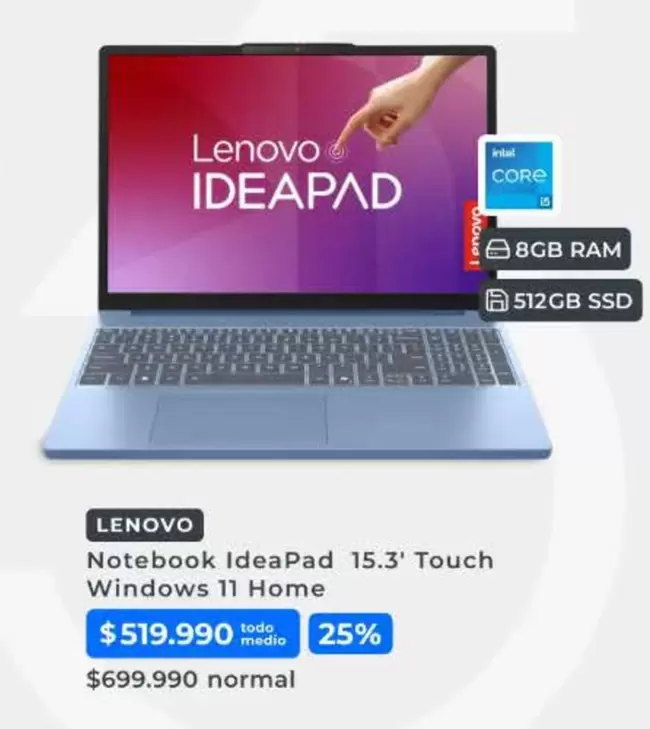 Lenovo - Notebook Ideapad 15.3' Touch Windows 11 Home