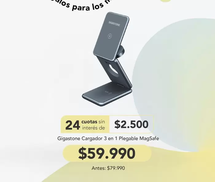 Gigastone Cargador 3 En 1 Plegable Magsafe