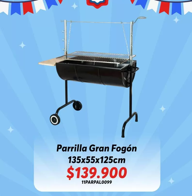Parrilla Gran Fogon 135x55x125cm