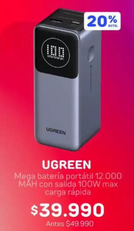 Mega -  Bateria Portatil 12000mAh Con Salda 100W Max Carga Rapida