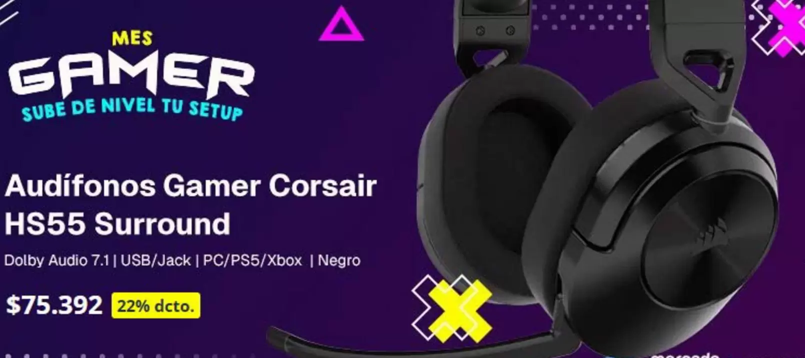 Corsair - Audifonos Gamer  HS55 Surround