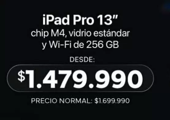 ipad Pro 13" chip M4,vidrio estandar y Wi-Fi