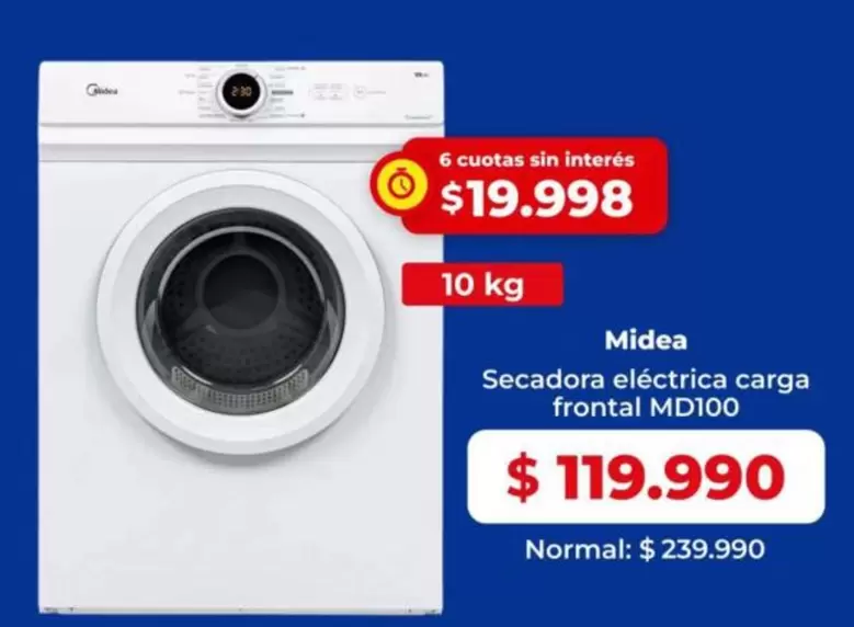 Midea - Secadora Eléctrica Carga Frontal MD100