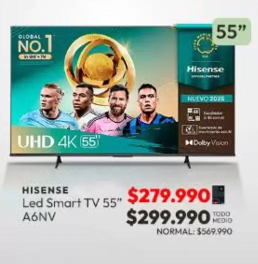 Hisense - led smart tv 55'' A6NV