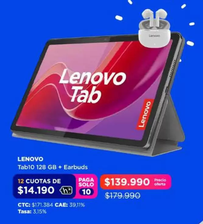 Lenovo - Tablo 128gb + Earbuds