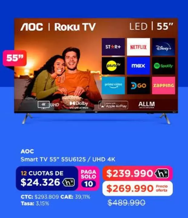 AOC - Smart Tv 55" 55U6125