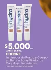 Etienne - Iluminador De Rostro Y Cuerpo En Barra O Spray Fijador De Maquillaje