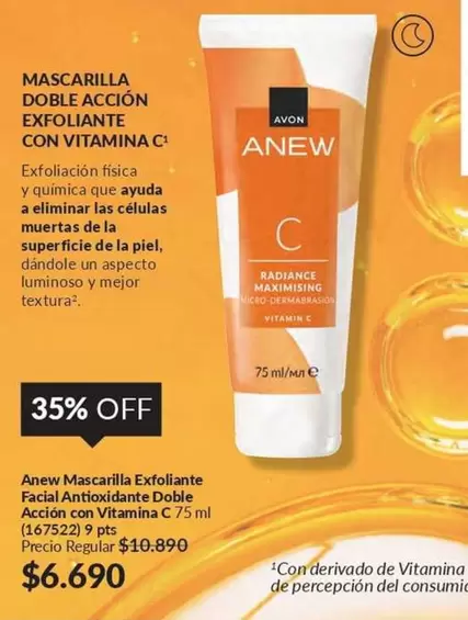 Anew - Mascarilla Exfoliante Facial Antioxidante Doble Acción Vitamina C