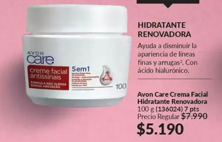 Avon Care - Crema Facial Hidratante Renovadora