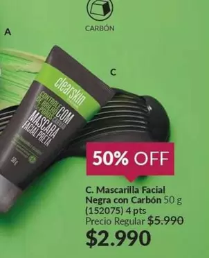 Clearskin - Mascarilla Facial Negra Con Carbon