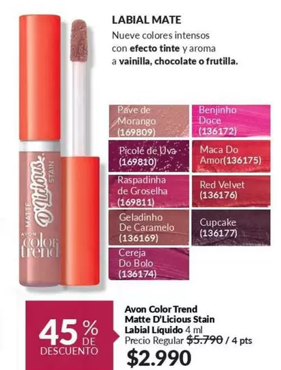 Colón - Avon Color Trend Matte D'Licious Stain