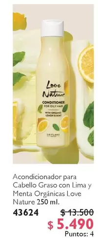 Acondicionador Para Cabello Graso Con Lima Y Menta Orysañicas Love Nature