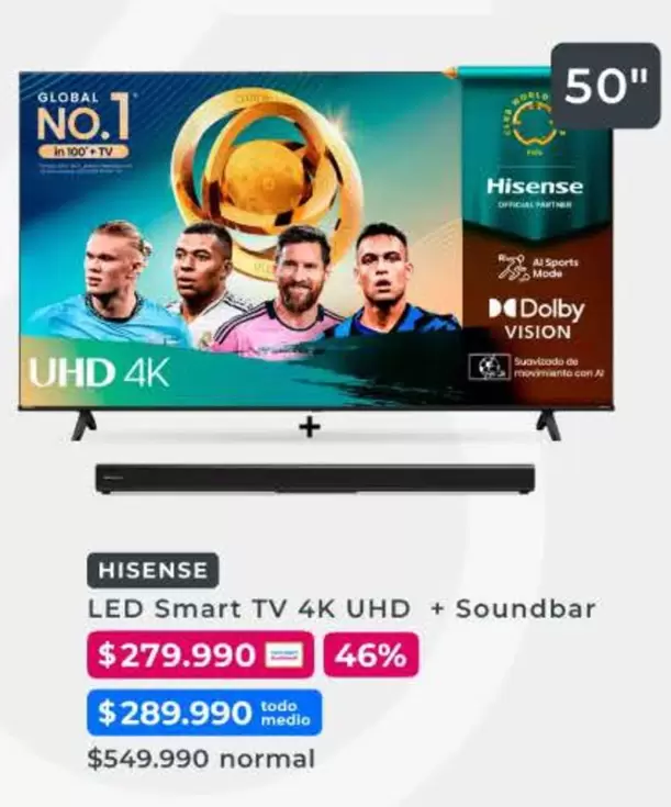Hisense - Led Smart TV 4K UHD + Soundbar